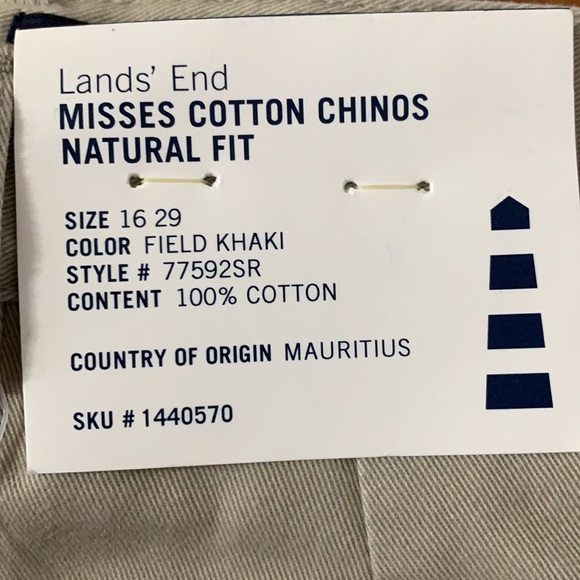 Lands’ End Misses Size 16 Short Cotten Chinos Natural Fit - Picture 3 of 8